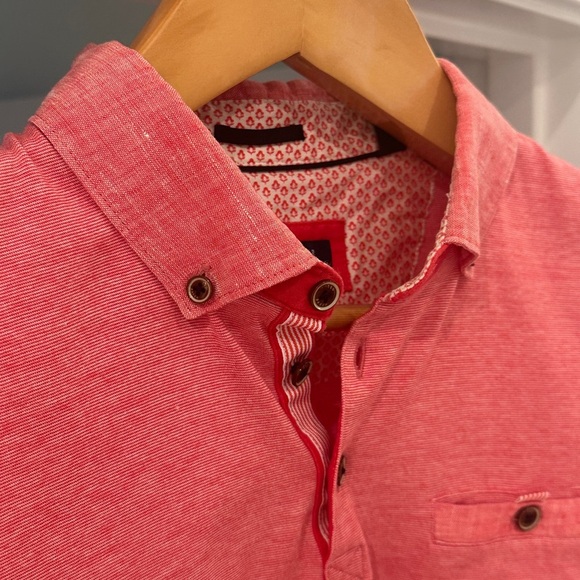 Ted Baker Pink “ish” / Red Polo Shirt Vibrant Design - Picture 9 of 9